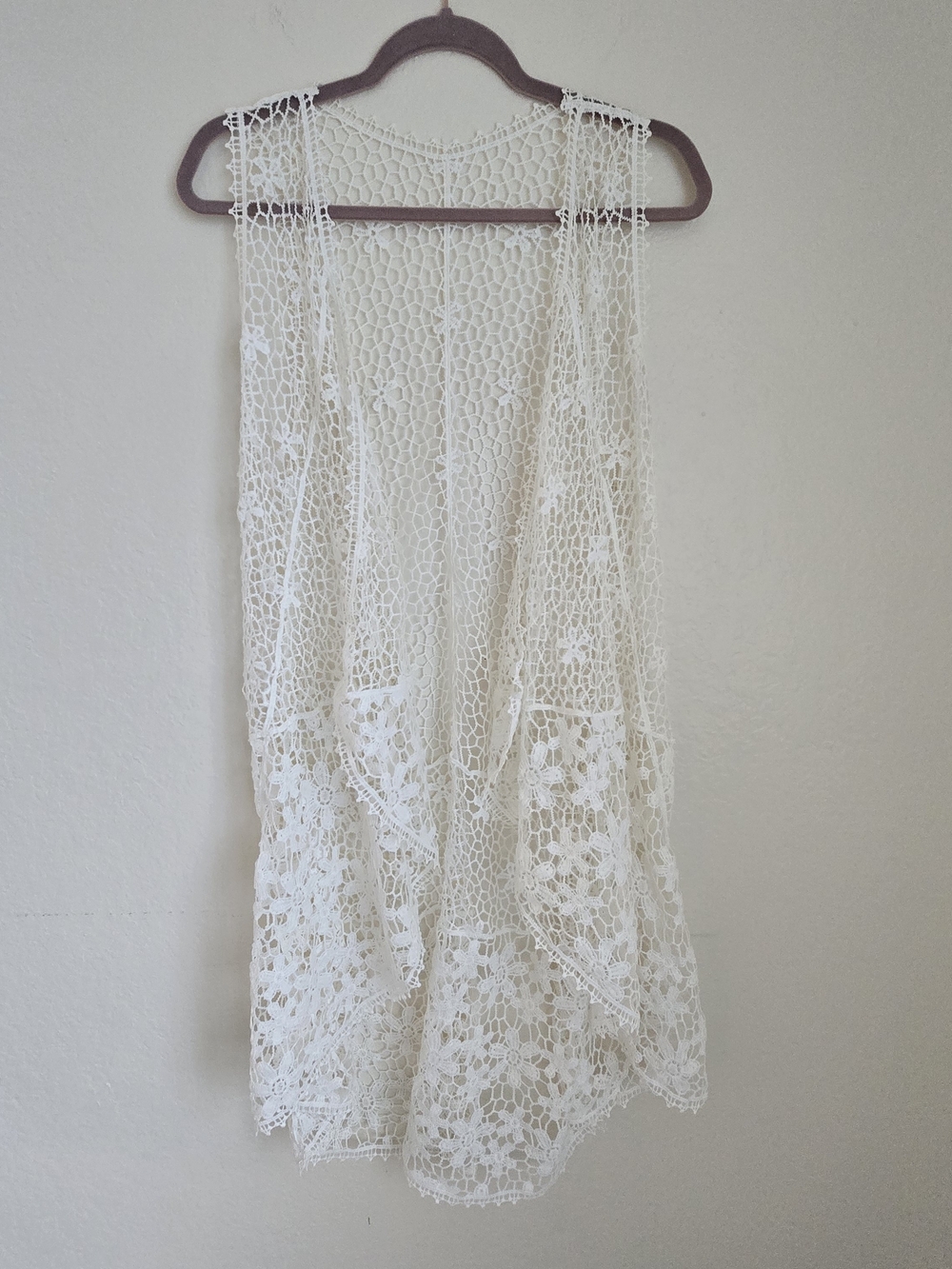 White Crochet Lace Vest Cover-Up